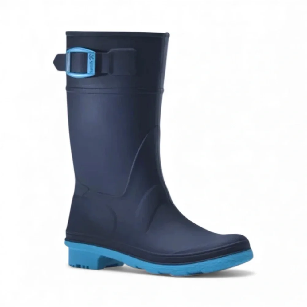 Kamik Raindrops Waterproof Rubber Rain Boots Navy/Teal Kids Size 2 Kidscore
